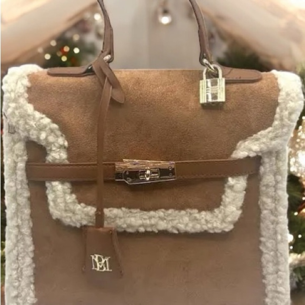 NWT Badgley Mischka Fur Border Satchel